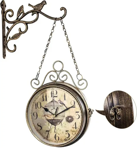 Reloj de Pared Retro Oxidado del Siglo XX, 8 pulgadas, sin tic tac, grande, de hierro, antiguo, relojes colgantes de doble cara, vintage, dos caras,