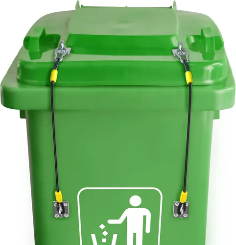 Miniatura 8 de Cerraduras para botes de basura para animales para evitar que hurgen, cierre de tapa universal de metal para botes de basura exteriores - cuerda