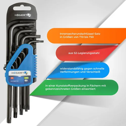 Miniatura 2 de Juego de 9 llaves Torx, largas