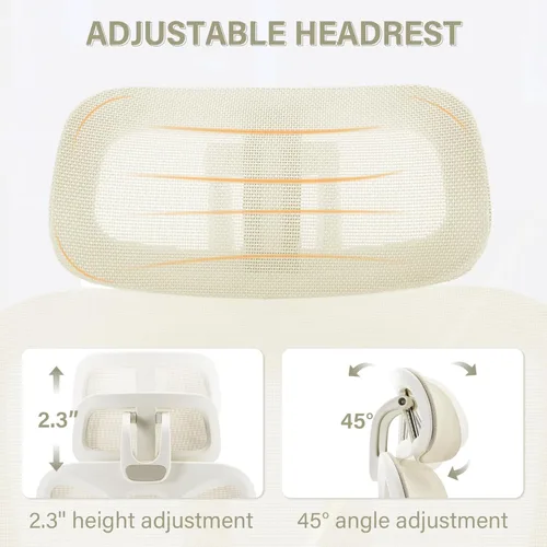 Miniatura 5 de Silla de oficina ergonómica de malla con reposapiés retráctil, silla de computadora con respaldo alto, soporte lumbar, reposabrazos y reposacabezas