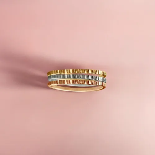 Miniatura 6 de Melanie Golden Jewelry Rugged Stacking Rings Silver, Gold, or Rose Gold Lined Hammered Stackable Ring Bands (2.5, 14K Gold Fill)
