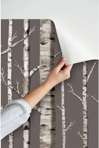 Miniatura 3 de Peel & Stick Wallpaper Swatch - Birch Grove Forest Woods Trees Rustic Custom Removable Wallpaper by Spoonflower