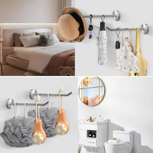 Miniatura 5 de NearMoon Ganchos para colgar abrigos, ganchos de montaje en pared para colgar sombrero, bata Hurse, perchas de acero inoxidable 304 resistentes