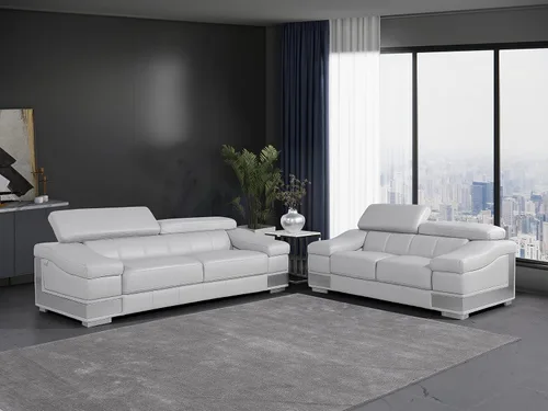 Miniatura 2 de BlackJack Furniture Salerno - Sofá moderno y contemporáneo de cuero italiano de grano superior, color gris rinoceronte