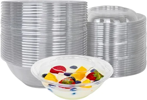 Miniatura 11 de Green Direct Recipientes de ensalada de 18 onzas con tapas, paquete de 25, cuencos de plástico transparente para almuerzo, servir y mezclar