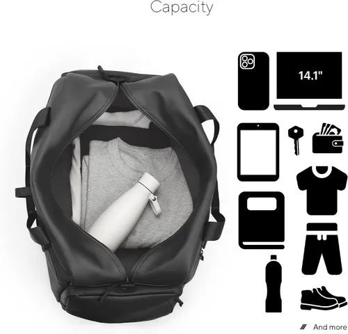 Miniatura 4 de EDITION22 Vision Collection Duffle Bag for Men, Women, and Teens, Recycled PU Crossbody Bag with Laptop Sleeve and Shoe Pocket for Gym and Travel