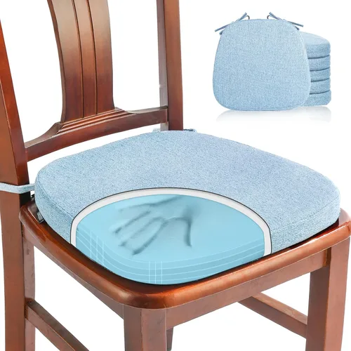 Miniatura 40 de SINOSSO Paquete de 4 cojines de espuma viscoelástica para sillas de comedor, tela tejida amigable de 16 pulgadas en forma de U, cómodas almohadillas