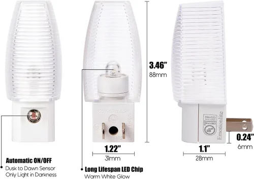 Miniatura 3 de Emotionlite Luz nocturna enchufable, luz nocturna LED blanca neutra, sensor de atardecer a amanecer, niños, guardería, dormitorio, baño, pasillo