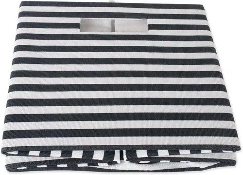 Miniatura 5 de DII Cubo de almacenamiento plegable de poliéster, a rayas, negro, grande