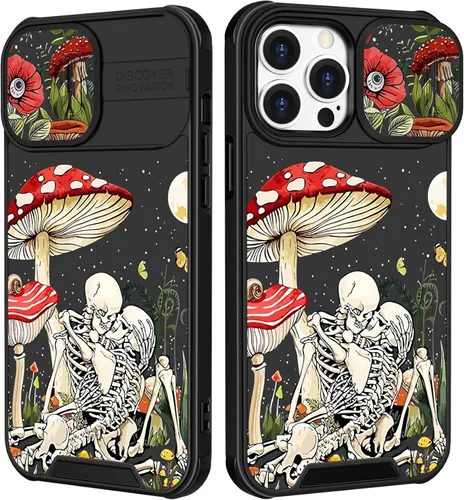 Miniatura 18 de Funermei Funda 2 en 1 para iPhone 13/iPhone 14 para mujeres, linda funda de teléfono con calavera para niñas, diseño de esqueleto gótico, divertido