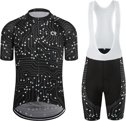 Coconut Ropamo CR Men's Cycling Jersey Set Road Bike Jersey Zipper Pocket Bib Shorts with 4D Padded Cycling Clothing Set