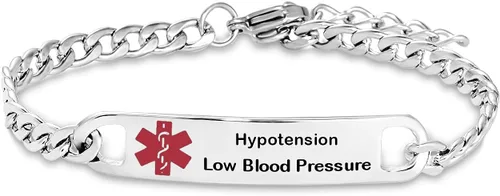 Miniatura 21 de TGLS Pulsera de alerta médica roja para mujeres y hombres, pulsera de emergencia de primeros auxilios de salud grabada ajustable de acero inoxidable