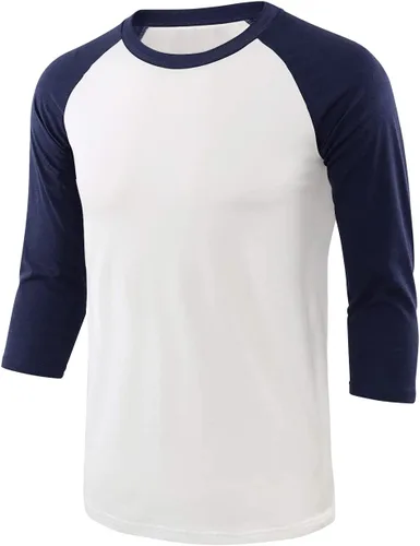 Miniatura 7 de Camisetas de béisbol deportivas básicas de algodón suave de manga larga raglán 3/4 para hombre