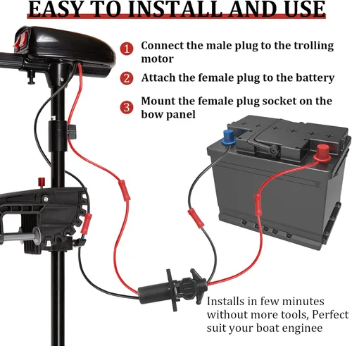 Miniatura 4 de Enchufe de motor de arrastre, enchufe impermeable de 12V-24V de conexión rápida para barco, conector de motor de arrastre de calibre 8 de 2 cables