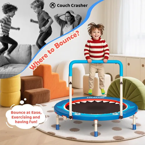 Miniatura 9 de Premium 3FT Foldable Toddler Trampoline for Kids Ages 3-6, 36 Inch ASTM Certified Mini Trampoline with Adjustable Handle, 100 lbs Capacity, Quiet