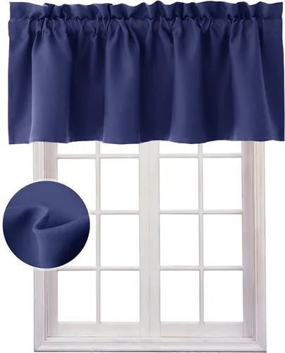 Miniatura 11 de Hiasan - Cortinas de cenefa negras con bolsillo para barra, cortinas opacas para ventanas de cocina, 52 x 18 pulgadas de largo, 1 panel Negro