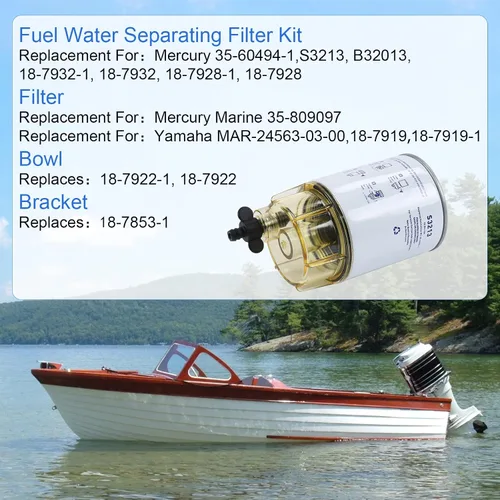 Miniatura 3 de Conjunto de filtro de separador de agua de combustible marino S3213 Elemento de filtro con cuenco de recolección de repuesto para motor fueraborda