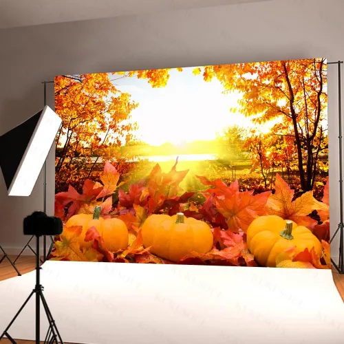 Miniatura 4 de 7x5ft Pumpkin Background Autumn Maple Forest Photography Backdrop for Harvest Party Banner Decor Portrait Photobooth Studio Props KUBYC564