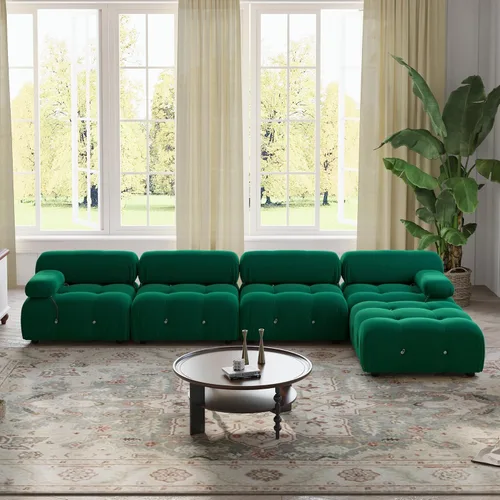 Miniatura 21 de WJShome Sofá modular modular de 103.95 pulgadas, sofá convertible de terciopelo de 3 plazas minimalista para sala de estar, sofá moderno y grande