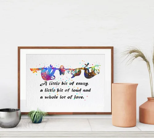Miniatura 2 de Dignovel Studios 8X10 sin marco perezoso familia de cuatro familias maternidad acuarela arte impresión arte arte arte pared guardería niños oficina