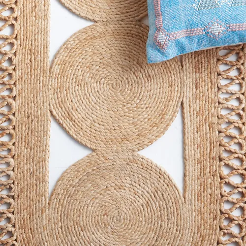 Miniatura 7 de SAFAVIEH NFB264A - Alfombra ovalada de 6 x 9 pies, natural, hecha a mano, estilo bohemio, casa de campo de yute, ideal para zonas de alto tráfico