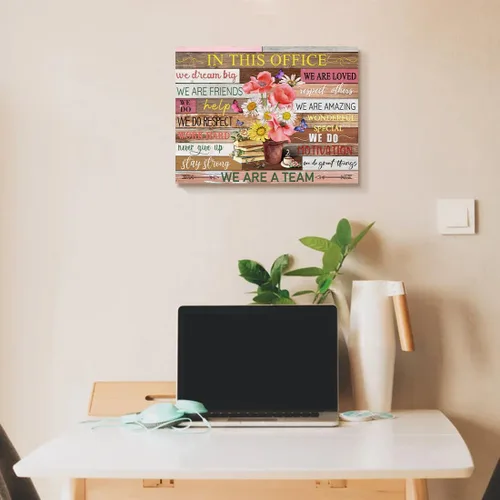 Miniatura 5 de SOOTHAN Arte de pared motivacional estético para oficina, mujeres, frases inspiradoras, lienzo, flores rústicas, libros, cuadro enmarcado
