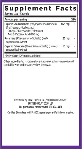 Miniatura 6 de New Chapter Supercritical Omega 7 con espino cerval de mar + ácidos grasos de origen vegetal + Omega 7 + ingredientes sin OMG - 60 cápsulas