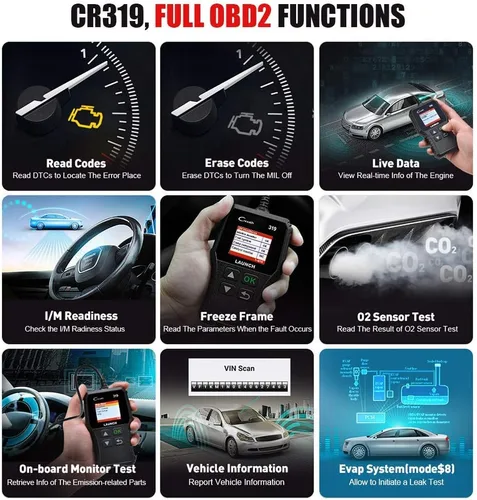 Miniatura 2 de LAUNCH Lector de código de falla del motor del escáner OBD2, lector de código CR319, herramienta de escaneo de diagnóstico CAN soporta búsqueda DTC