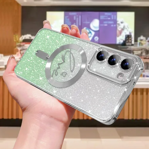 Miniatura 318 de ZONRW - Funda para Samsung Galaxy S22 Ultra magnética, para mujeres y niñas, cubierta trasera suave, lujosa, con corazón de amor, bling, degradado