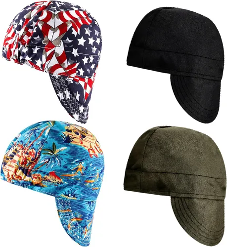 Miniatura 9 de Hercicy 4 gorras de soldadura de algodón resistentes al fuego para hombres y mujeres, gorras de soldador para la mayoría de cascos, sombrero