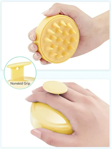Miniatura 32 de HEETA Masajeador de cuero cabelludo para el crecimiento del cabello, cepillo de champú exfoliante de cuero cabelludo de silicona suave para Rojo