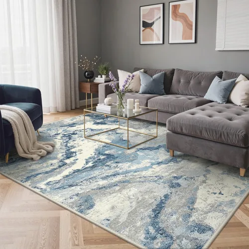 Miniatura 88 de GENIMO Alfombra antideslizante de 2 x 6 pies, lavable para pasillos de cocina, alfombras de cocina modernas abstractas, alfombra ligera de pelo bajo