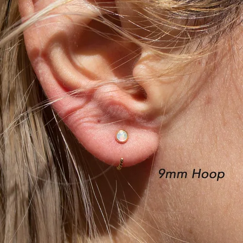 Miniatura 18 de Half Huggie Gold Hoop Earrings for Girls Women Tiny Cartilage Birthstone Stud Piercing Earring Hypoallergenic Earring Screw Back Dainty Hug Hoops