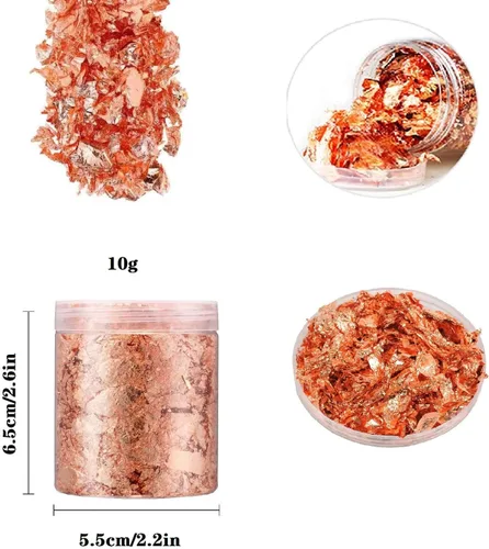 Miniatura 2 de Copos Schabin de oro rosa, copos de lámina metálica de cobre de 0.35 onzas para arte de uñas, pintura, manualidades, fabricación de joyas de limo