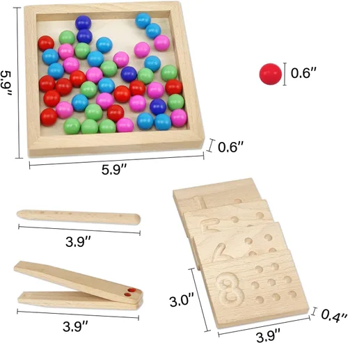 Miniatura 6 de Juego de tablas de seguimiento de números de madera, juguete de conteo de cuentas de matemáticas Montessori para niños pequeños, aprendizaje