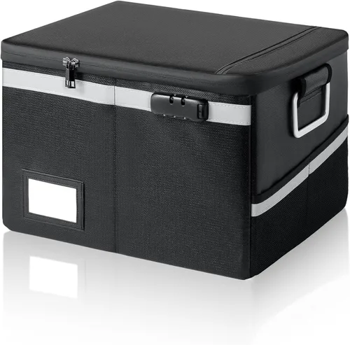 Caja de documentos impermeable ignífuga con cerradura, organizador de archivos portátil plegable, almacenamiento de carcasa dura para colgar cartas