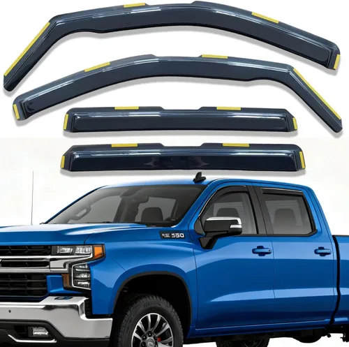 Miniatura 18 de Protectores de lluvia extra duraderos en el canal, viseras de ventana para camioneta Silverado/Sierra 1500 Crew Cab 2019-2026, deflectores
