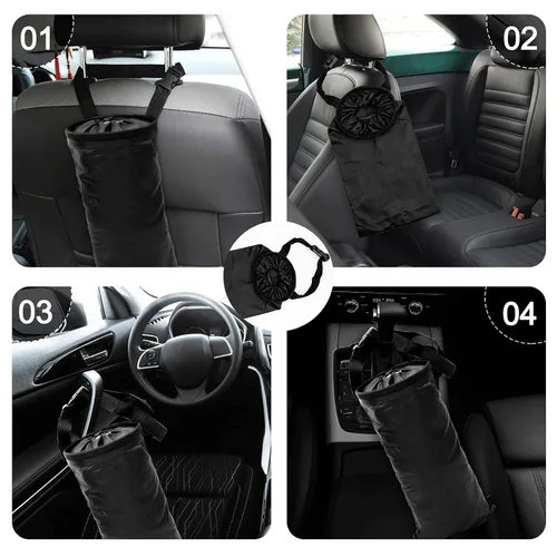 Miniatura 5 de 2 bolsas de basura para automóvil, para colgar en el asiento trasero, bolsa de basura para automóvil con bolsillos de almacenamiento, lavable