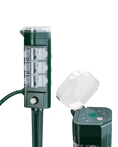 Miniatura 12 de HBN Enchufe inteligente para exteriores impermeable con 6 tomas, temporizador de estaca de alimentación WiFi de 6 pies, temporizador de salida al