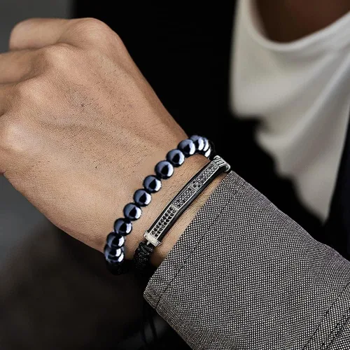 Miniatura 5 de WAINIS 10 pulseras de cuentas de roca de lava para hombres y mujeres hematita de ojo de tigre ónix negro cuentas mate difusor de aceites esenciales
