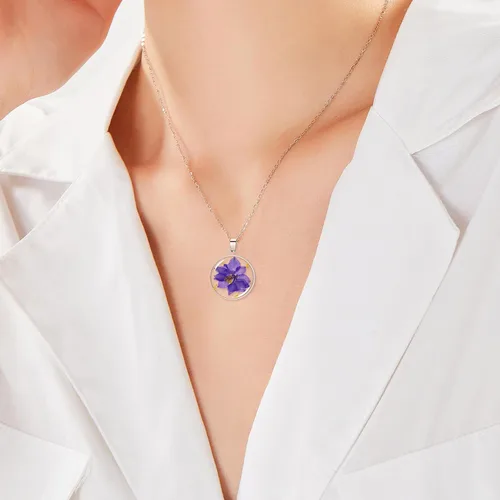 Miniatura 68 de Pressed Flower Necklace Gift for Women Personalized Handmade Necklaces Birth Flower Necklace