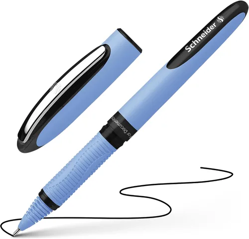 Miniatura 3 de Schneider One Hybrid N Roller Pen, punta híbrida de aguja de 0.020 in, barril azul claro, tinta negra, caja de 10 bolígrafos (183501)