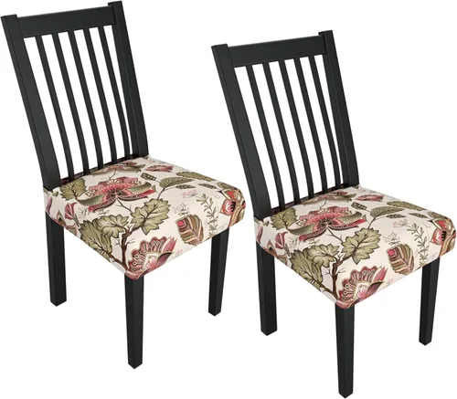Miniatura 66 de Juego de 4 fundas elásticas para sillas de comedor, fundas para sillas de comedor con estampado floral, fundas para asientos de sillas con estampado