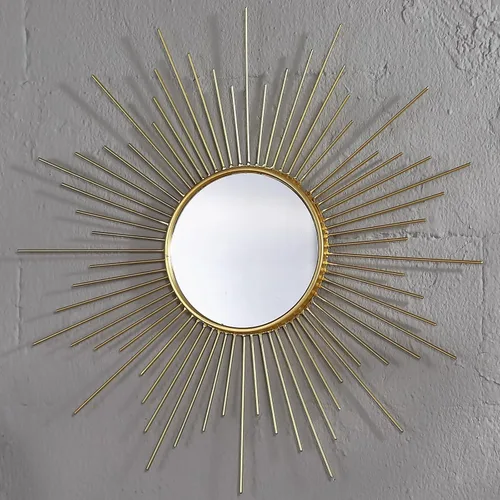 Espejo grande dorado de 24 pulgadas, espejos de metal Starburst, espejo solar moderno de mediados de siglo, decoración de pared para sala de estar,