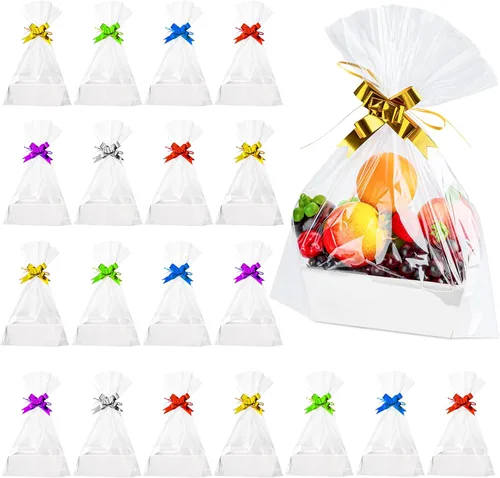 Miniatura 7 de Fainne 74 cestas vacías a granel para regalos, cesta de regalo vacía a granel, incluye 20 bandejas de cartón kraft con asas, 30 bolsas, 24 lazos