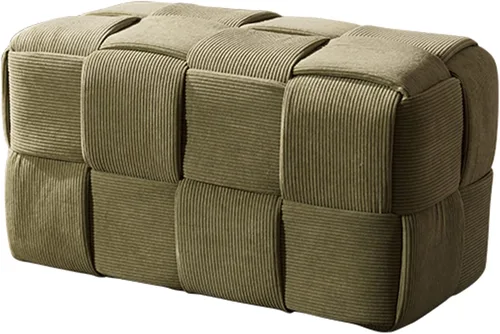 Miniatura 12 de QQXX Puf otomano tejido hecho a mano, taburete tapizado de terciopelo, moderno reposapiés cuadrado acolchado para sala de estar, dormitorio, entrada