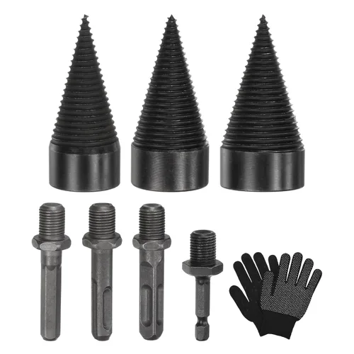 Miniatura 9 de M METERXITY Paquete de 1 broca divisora de madera de 1.260 in + 4 asas (cuadrada+redonda+vástago hexagonal+hexagonal pequeño) broca divisor de leña