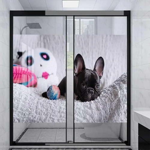 Miniatura 15 de Película de privacidad para ventana color crema azul, calcomanías para ventanas manchadas, adhesivo estático para ventana, adhesivo decorativo
