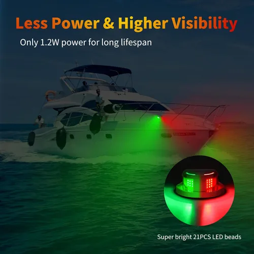Miniatura 6 de RVZONE Luces de Navegación para Barcos, Iluminación de Navegación para Barcos LED IP67 Impermeables Rojas y Verdes Luces LED Marinas de Proa, Negro