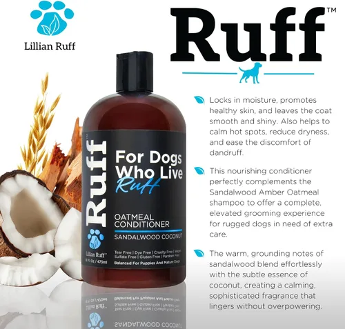 Miniatura 3 de Ruff by Lillian Ruff - Acondicionador de avena de coco y sándalo para perros, hidrata y calma la piel seca con picazón, promueve un pelaje